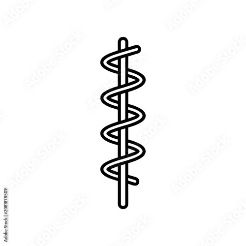 Medical symbol with spiral design element.
