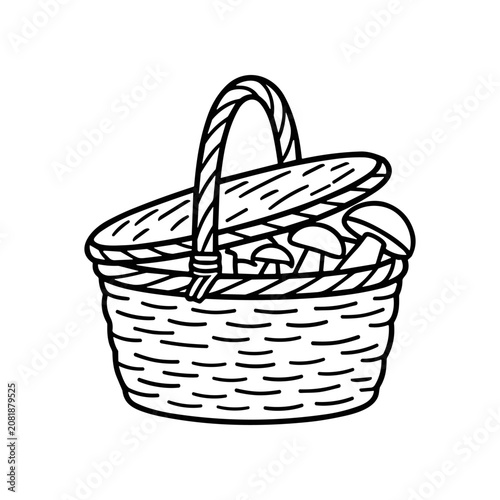 Woven basket with food inside.