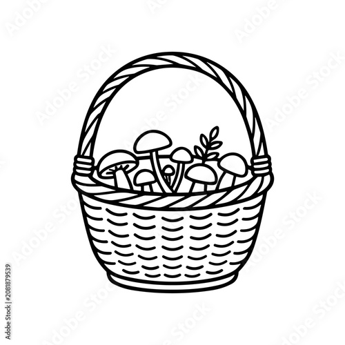 Mushrooms in a wicker basket.