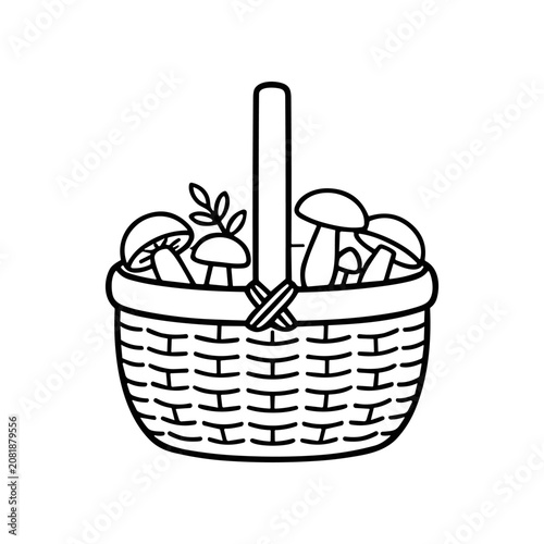 Mushrooms in a woven basket.