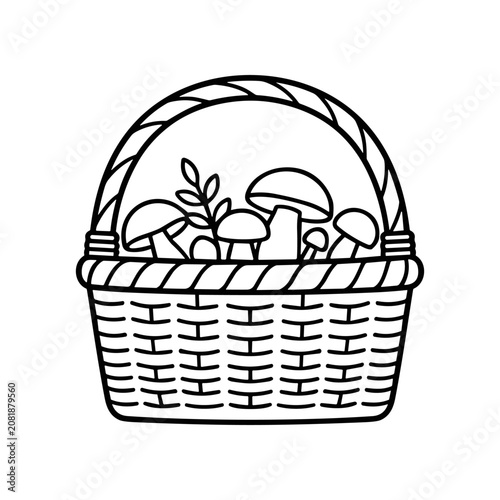 Mushrooms in a wicker basket.