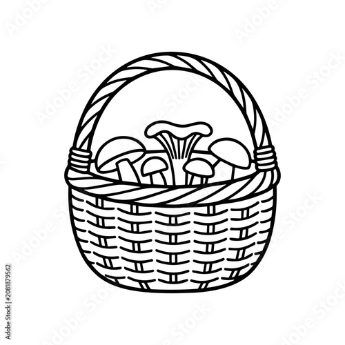 Mushrooms in a wicker basket.