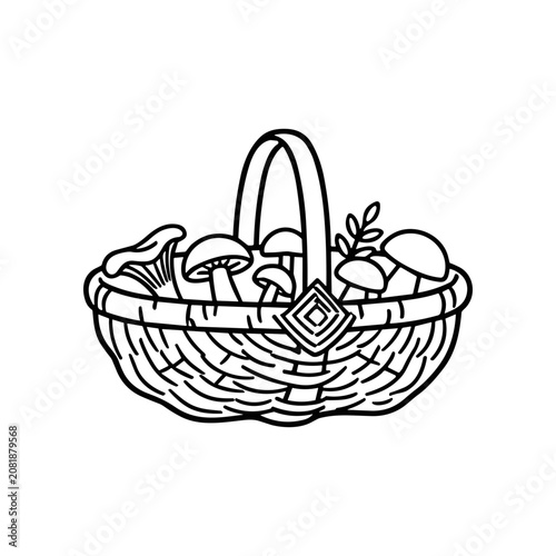 Mushrooms in a wicker basket.