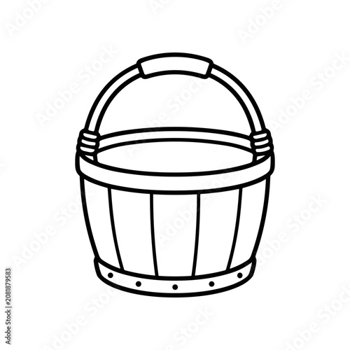 Wooden Bucket With Handle Illustration.