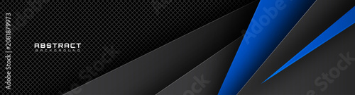 3D black blue abstract background overlap layer in dark space with polygonal shapes effect decoration. Modern graphic design element cutout style concept for web, art, flyer, card, or brochure cover