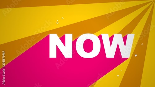 Now Text Animation with Sunburst Background.