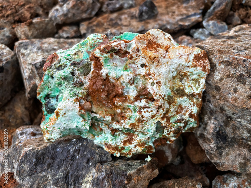 Close up of garnierite rocks, nickel mined garnierite rocks