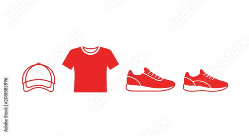 Casual sportswear set including cap t shirt and sneakers