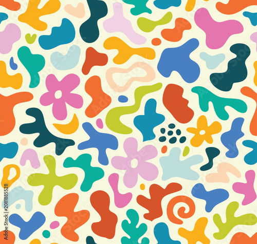 Playful Organic Shapes. Seamless pattern in vector