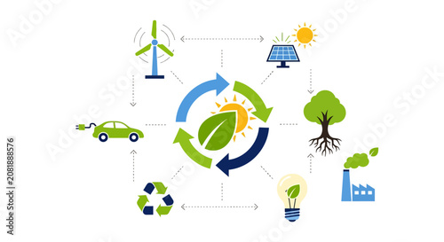 Eco friendly icons, sustainable symbols, green energy illustrations, environmental concepts, renewable resources graphics