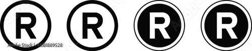 Registered trademark symbol icon set vector illustration isolated legal branding protection mark sign design elements