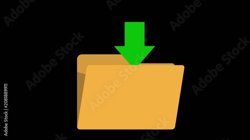 A simple animation illustrating the concept of placing a file or document into a folder.