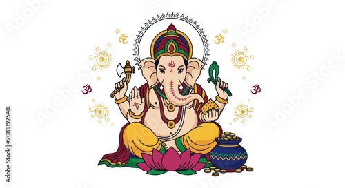 Obraz na plátně Ganesha Hindu Elephant God Idol Statue.
