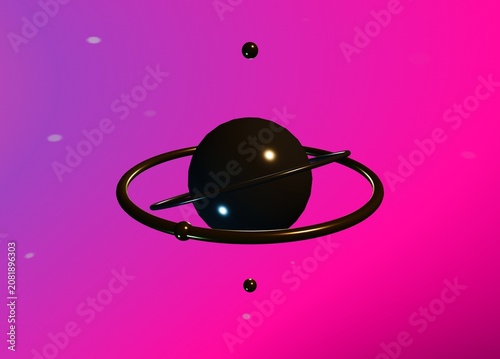 Futuristic cyberpunk metallic globe with orbit rings 3D render isolated on professional background for advanced technology and sci-fi design visualization

