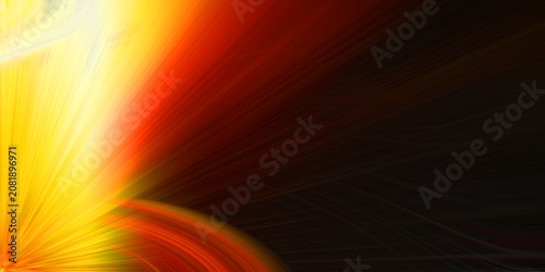 Slika na platnu Fiery abstract background with intense golden yellow light rays emanating from corner creating dramatic high energy visual flow