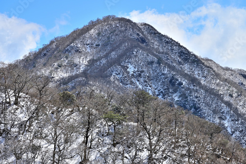 愛鷹山塊の呼子岳より　雪化粧の位牌岳を望む
