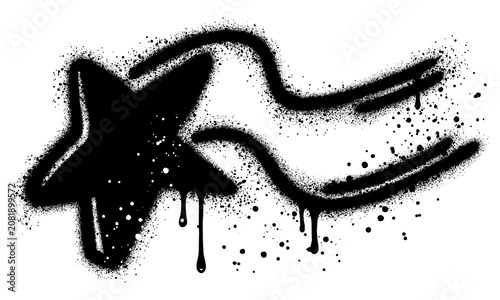 Star logo designs in graffiti style with black spray paint. Fast star logo