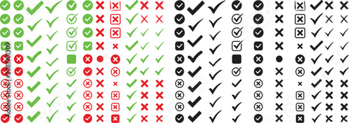 Hand Drawn Checkmarks and Cross Marks Bundle for Web and UI Design