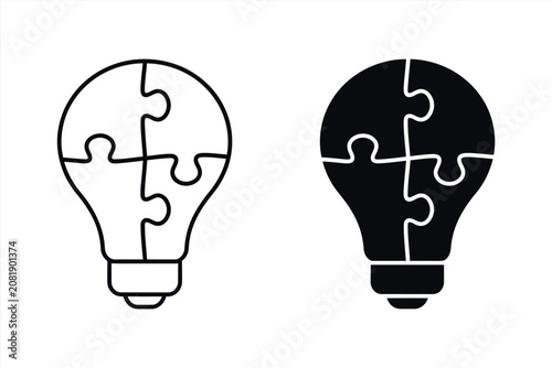 Light bulb puzzle icon set