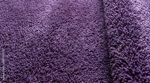 Close up of a soft purple shaggy carpet texture