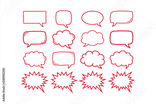 Set of various handdrawn speech bubbles