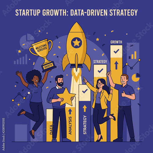 Startup Success Achieved Through Data Driven Strategy Rocket Launching To Growth