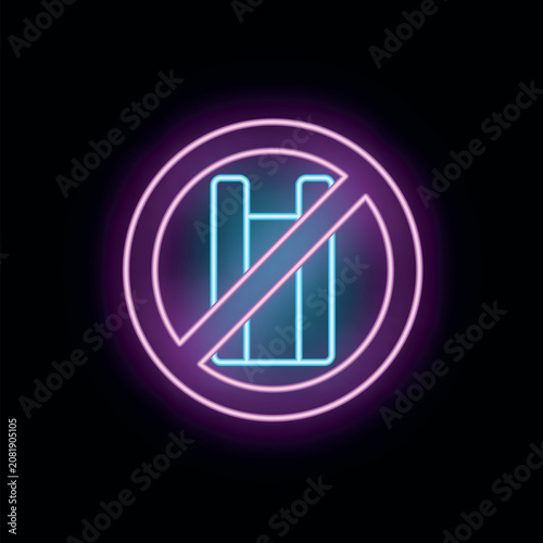 Принти на полотні Neon ban plastic bag icon signaling environmental protection and sustainability
