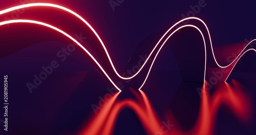 Futuristic architecture background glowing arched interior 3d render