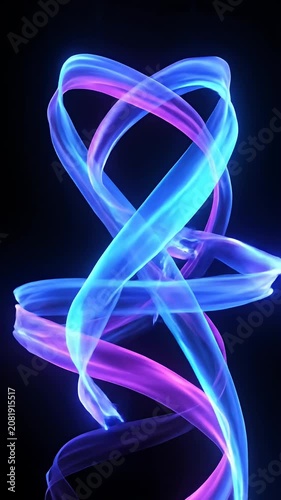 Vertical glowing neon light streaks on black background