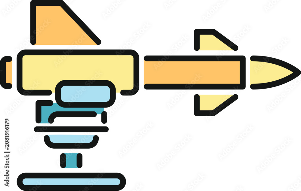 Fototapeta premium Missile on a launcher icon representing military weapon technology