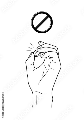 Fotografie Hand snapping fingers with prohibition sign above, isolated on white background