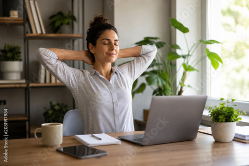 Remote Work Wellbeing In Bright Home Office