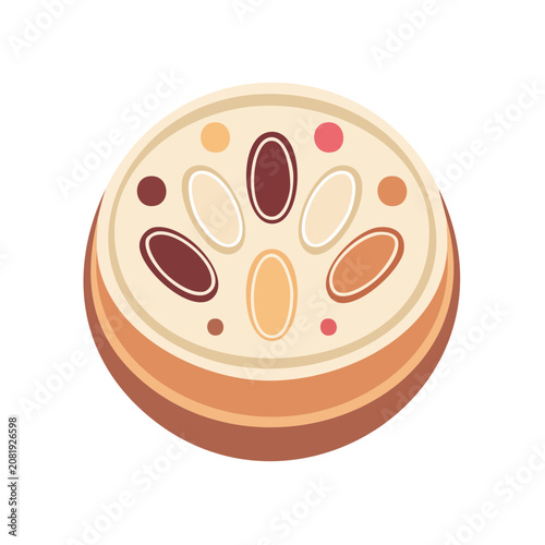 Flat vector illustration of a cake slice with toppings