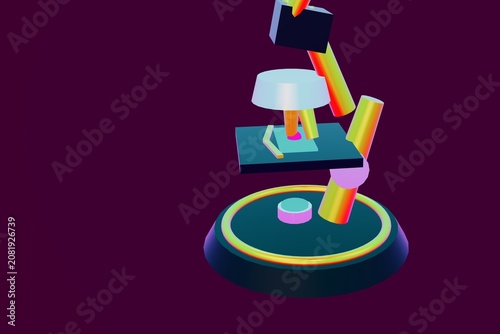Quantum microscope laboratory scientific microbiology research technology render isolated on professional background for advanced science design

