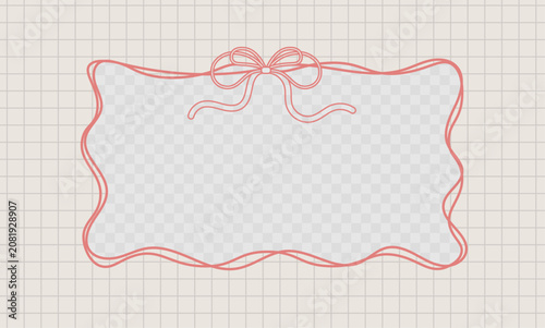Trendy Vintage coquette ribbon frames and borders set. Doodle hand drawn romantic design template for Valentine s Day celebration, greeting card, wedding invitation, birthday, poster, menu Stock Vecto