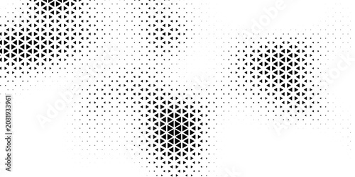 Triangle Shapes Vector Abstract Geometric Technology Background. Radial Composition Halftone Frame Triangular Retro Simple Pattern. Minimal Style Dynamic Tech Wallpaper