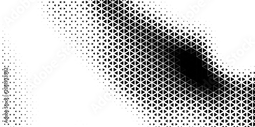 Triangle Shapes Vector Abstract Geometric Technology Background. Radial Composition Halftone Frame Triangular Retro Simple Pattern. Minimal Style Dynamic Tech Wallpaper