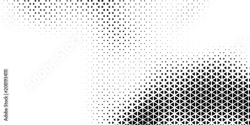 Triangle Shapes Vector Abstract Geometric Technology Background. Radial Composition Halftone Frame Triangular Retro Simple Pattern. Minimal Style Dynamic Tech Wallpaper