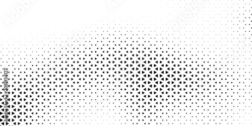 Triangle Shapes Vector Abstract Geometric Technology Background. Radial Composition Halftone Frame Triangular Retro Simple Pattern. Minimal Style Dynamic Tech Wallpaper