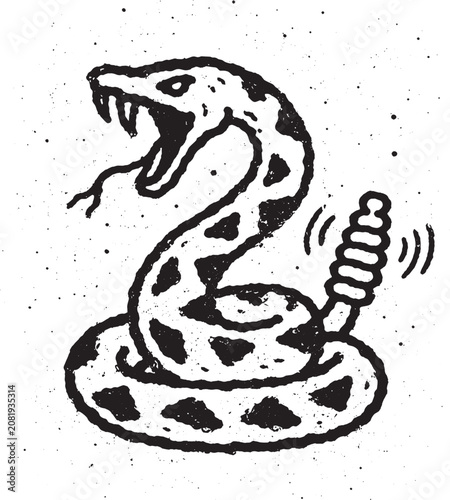 Bilde på lerret Rattlesnake – Punk Xerox Style Illustration