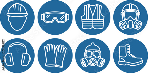 Bild auf Leinwand Mandatory Sign vector illustration featuring protective workwear icons safety eq
