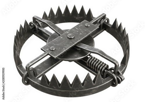 Metal bear trap with spring mechanism