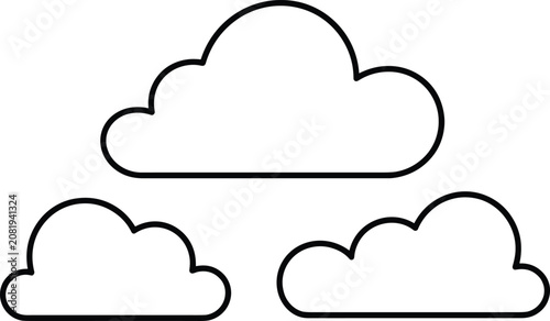 Foto "Minimalist vector illustration of stylized cartoon cloud outlines with smooth c
