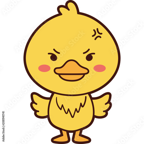 Obraz na plátně Cute Angry Yellow Duck Cartoon Character