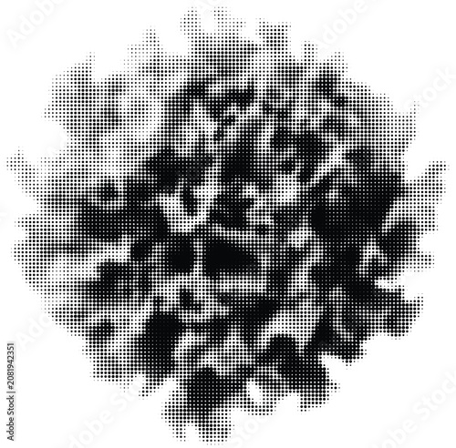 Foto Abstract halftone dot texture, black and white circular grunge pattern