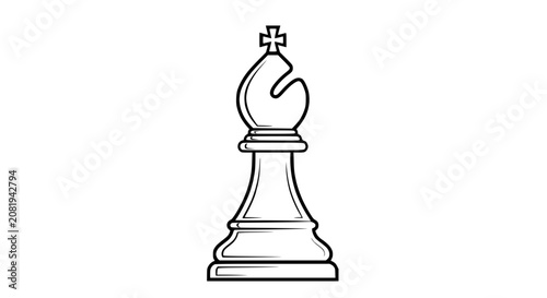 Konstfotografi Hand-drawn illustration of a chess bishop piece, isolated on white background