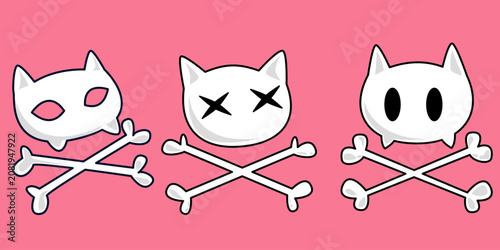 Fotografie vector illustration set of skull animal with pink background