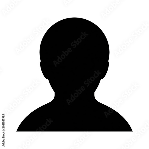Minimal human profile symbol with a black circular head and shoulder silhouette for user identification isolated on transparent background
