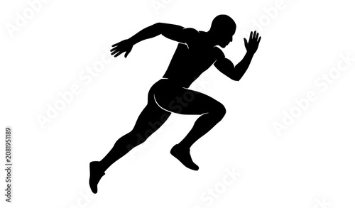 Fotografía Man Running Silhouette Vector Set Sprinting Athlete Action Pose Isolated on Whit