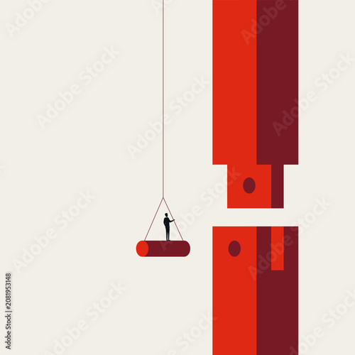 Corporate business problem solving vector concept. Symbol of teamwork strategy, connection, structural market growth . Minimal design eps10 illustration.